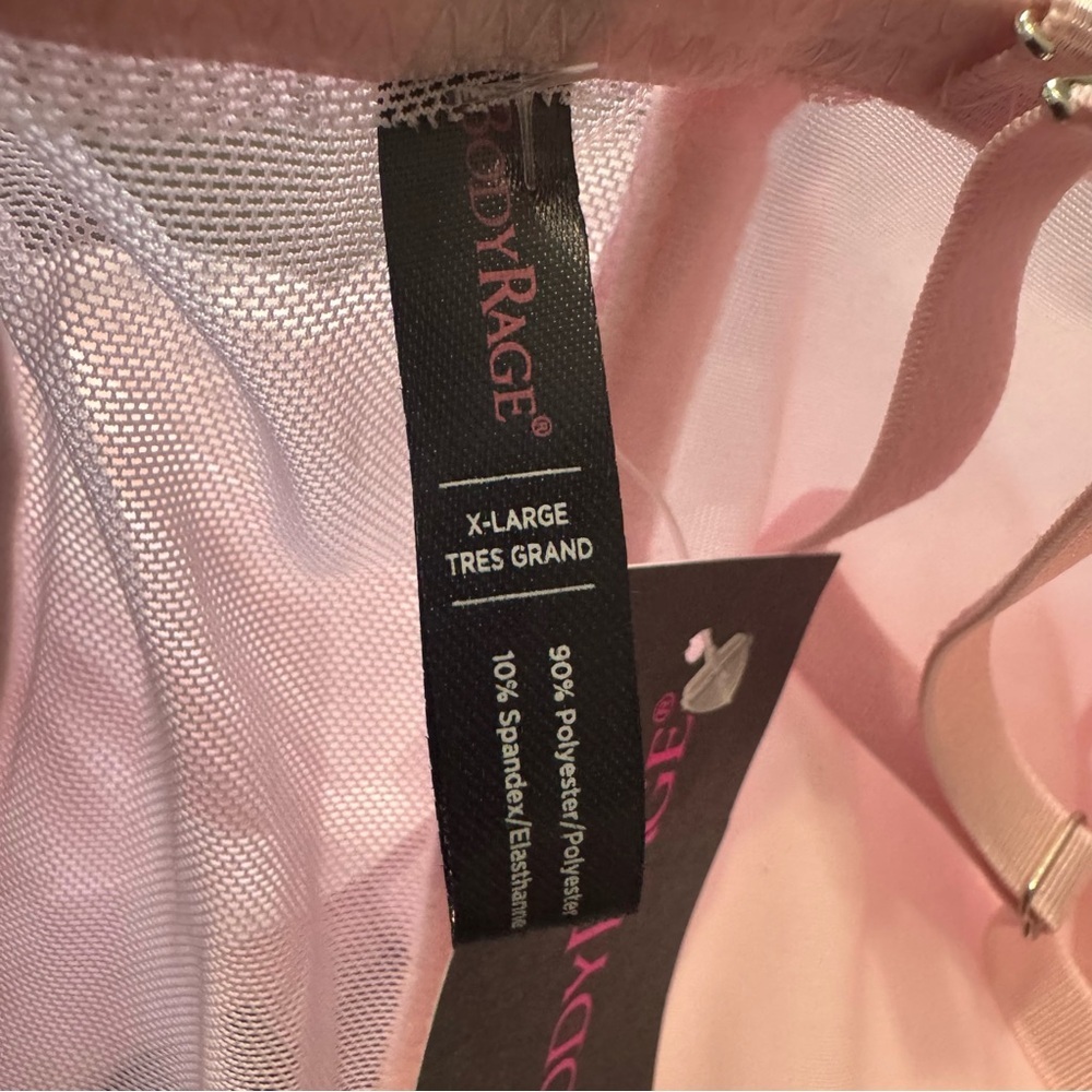NWT Body Rage Light Pink XL Lace Bow Cropped Corset Cup: 38D-40C/D - Picture 5 of 5